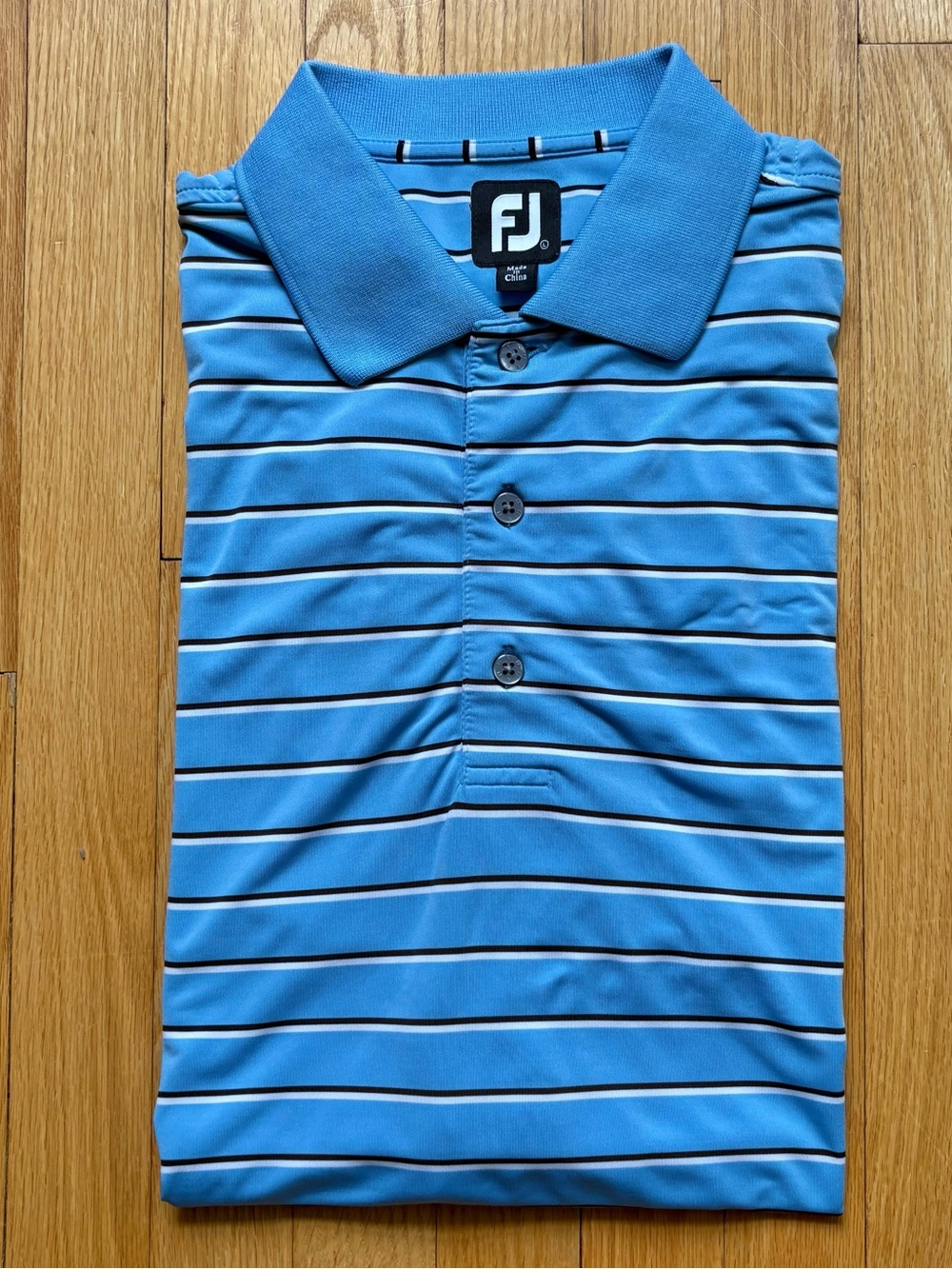 FootJoy Golf Performance Men’s Short Sleeve Polo Large Blue White Black Stripes